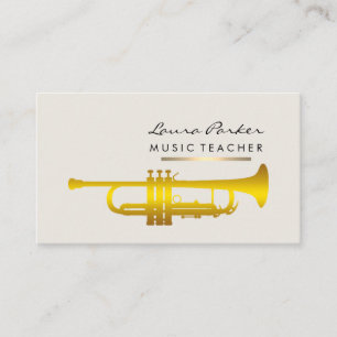 Musician Music Teacher Trumpet Instrument Guld Visitkort