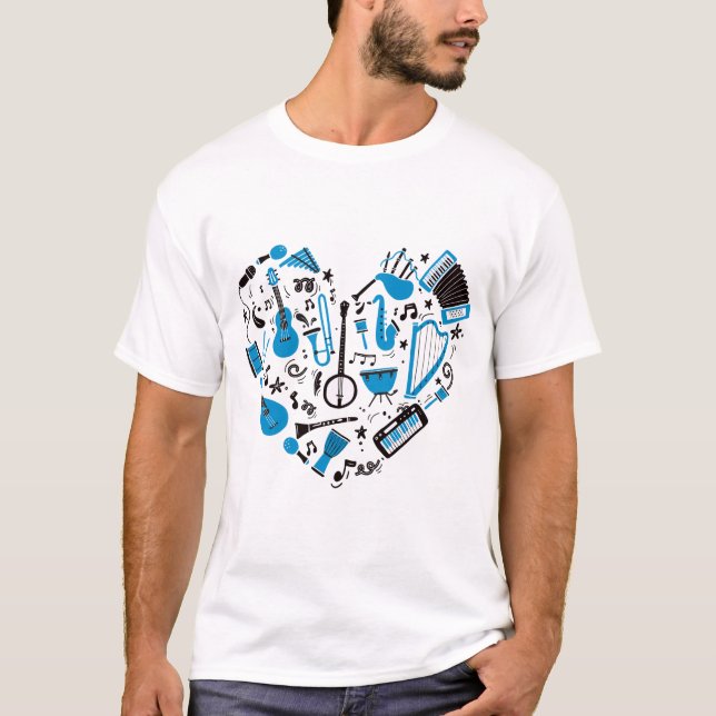 Musician Musical Instrument Heart Verktyg T Shirt (Framsida)