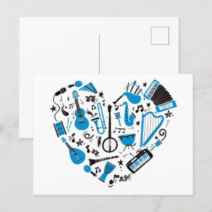 Musician Musical Instrument Heart Verktyg Vykort