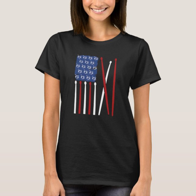 Musician Musical Instrument patriotic US flag drum T Shirt (Framsida)