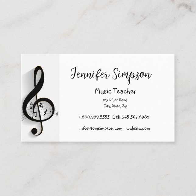Musician Musical Musik noter Teacher Band Singer Visitkort (Framsida)
