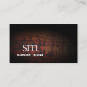 Musician Musik noter Grunge Monogram Music Visitkort