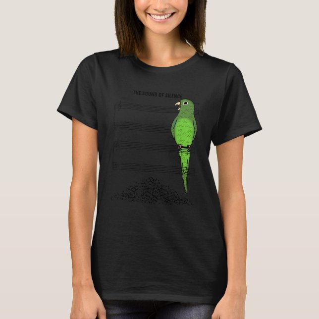 Musician Parrot i Ljud av Silence I Grönt Parrotl T Shirt (Framsida)