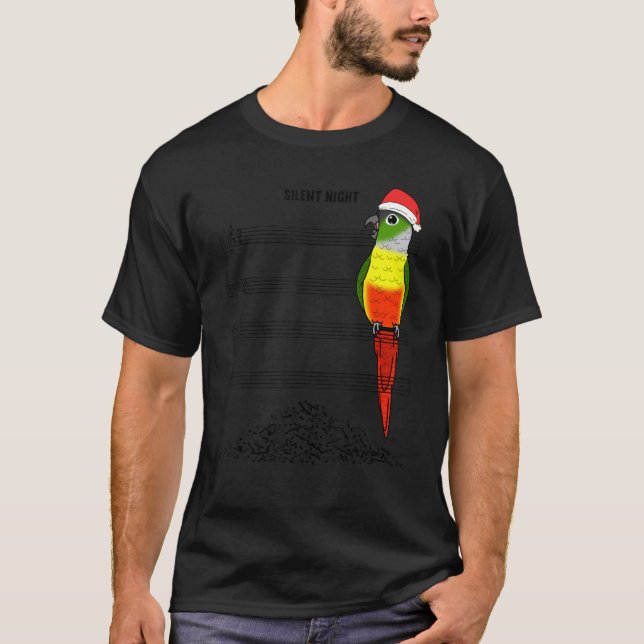 Musician Parrot I Silent Natt I Gult Grönt Chee T Shirt (Framsida)