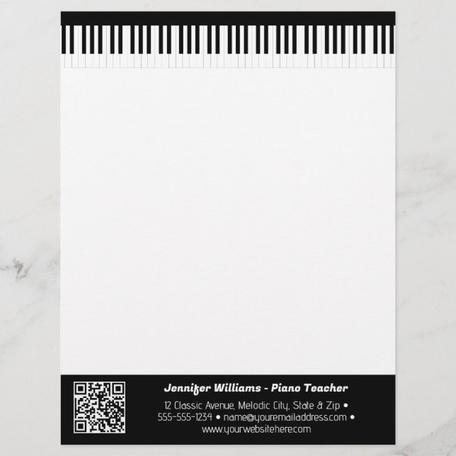 Musician Piano Nycklar Music Business QR-kod Brevhuvud (Framsida)