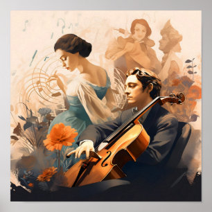 Musician Pllay Cello Poster