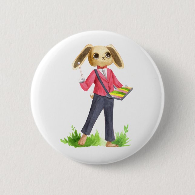 Musician Rabbit Button Knapp (Framsida)