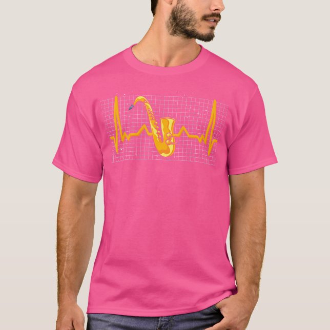 Musician Saxophonist Jazz Music Heartslag Saxophon T Shirt (Framsida)
