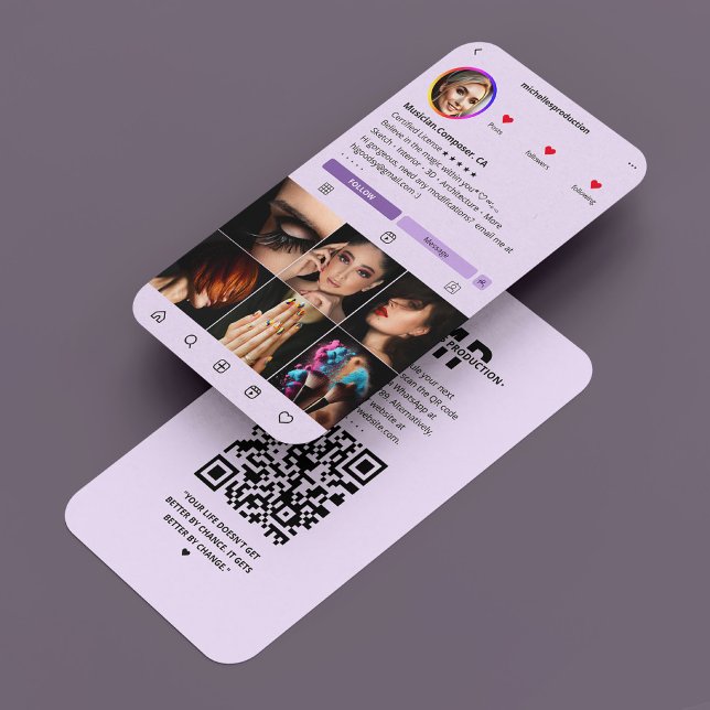 Musician Singer Composer IG Light Lila Modern Visitkort (Musician Singer Composer IG Light Purple Modern Business Card
)