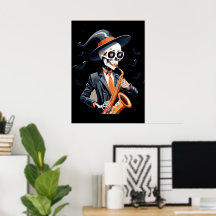 Musician Skeleton Saxaphone Poster väggdekan