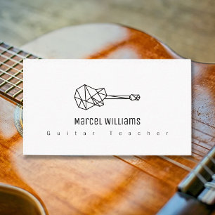 Musician White-Affärskort med Guitar Visitkort