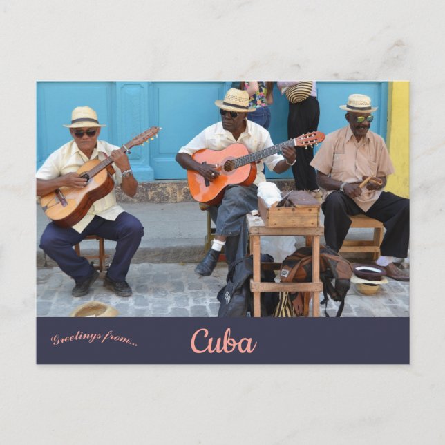 Musicians in Havana Cuba Vykort (Framsida)
