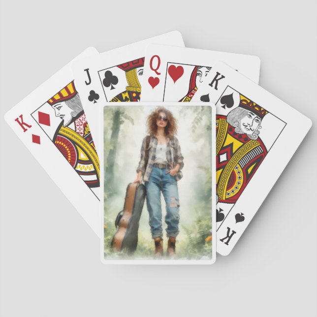 Musicienne nomade dans la forêt enchantée casinokort (Baksidan)