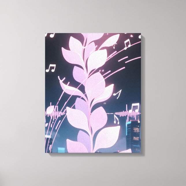 Musik animation kronblad svajande rytm canvastryck (Framsida)