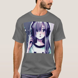 Musik Anime Naturlig Söt Tjej vänner T Shirt