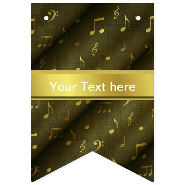 musik, anteckning, lakan musik, guld, banderoll, m vimplar (Trettonde flaggan)