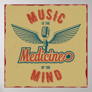 Musik är den Retro vintagen Wallart för medicine Poster