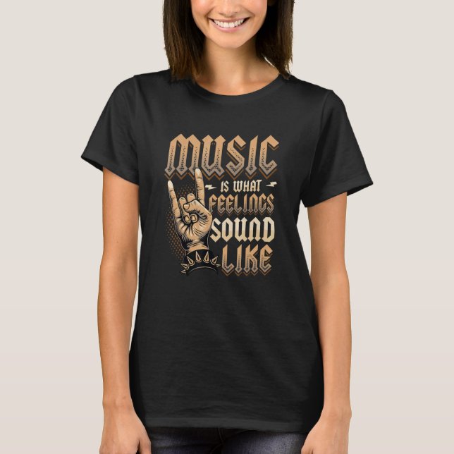 Musik är det som känns Ljud som Rock and roll Mu T Shirt (Framsida)