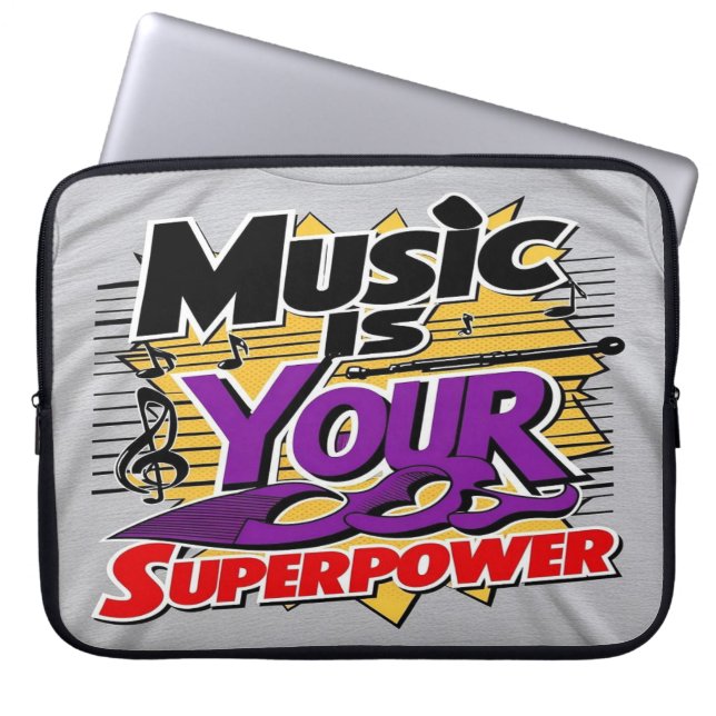 Musik är din superkraft laptop fodral (Framsidan)