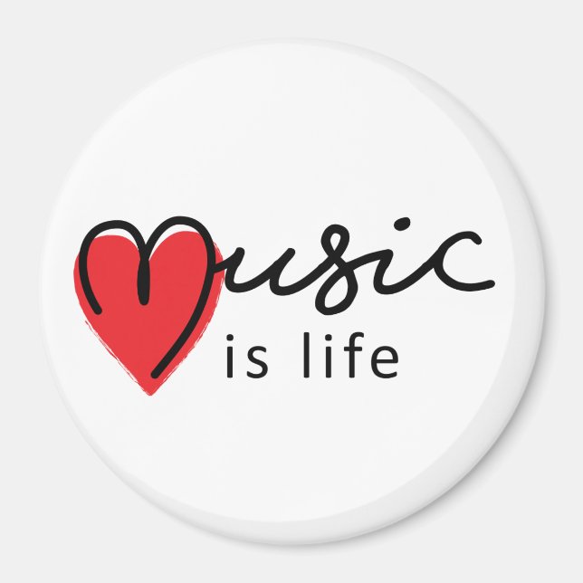 Musik är liv. Muziek är Mijn Leven, met hartje. Magnet (Framsidan)