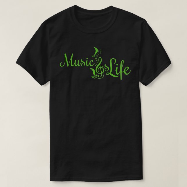 Musik är liv och grönt t shirt (Design framsida)