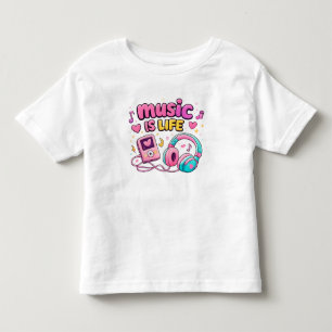🎵 Musik Är Liv Rosa Hjärtat Småbarnsoutfit 🎵 T Shirt