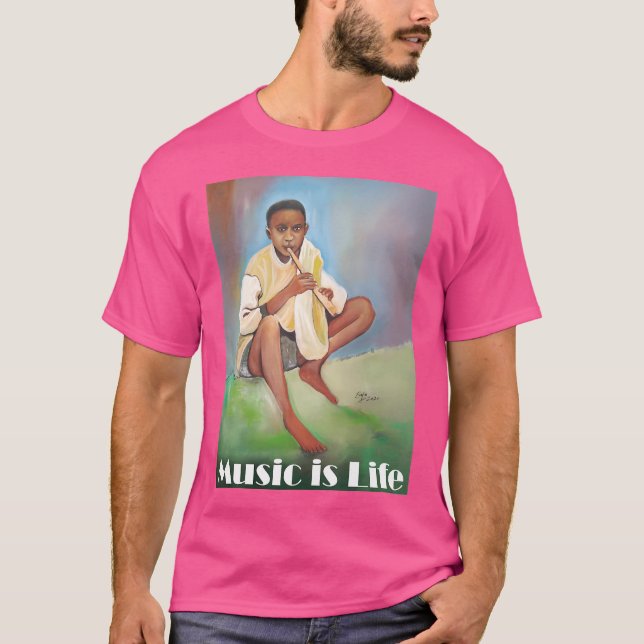 Musik är livet - Pojken spelar Flute T Shirt (Framsida)