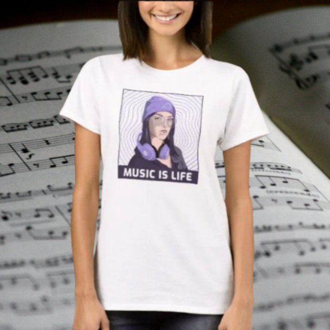 Musik är livet - Urban Headphone Girl Graphic Tee (Skapare uppladdad)