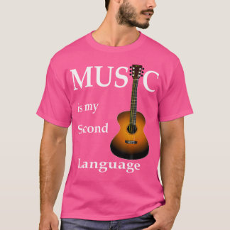 Musik är min andra språkliga akustiska Guitar Art T Shirt