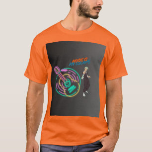 Musik Är Min Flykt – Neon Gitarr & Anime Pojke T Shirt