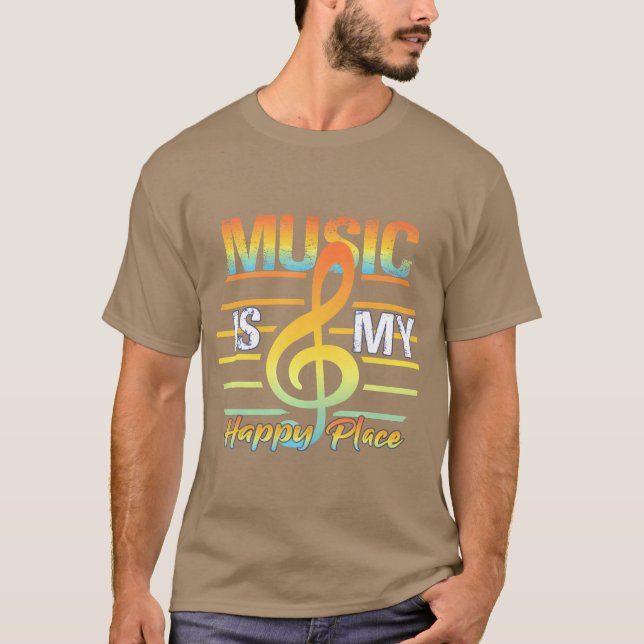 Musik är min Lycklig Ställe Musical Women Man-Vint T Shirt (Framsida)