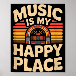Musik är min lyckliga plats rolig retro jukebox-sa poster