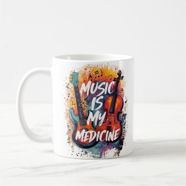 Musik är min medicin kaffemugg (Vänster)