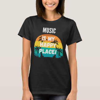 Musik är min Retro-solnedgång för Vintagen Lycklig T Shirt