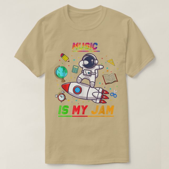 Musik är min Sylt-astronaut Back to school Explore T Shirt (Design framsida)