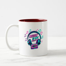 Musik är min terapi - Retro Headphone Coffee Mugg