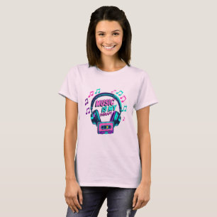 Musik är min terapi - Retro-hörlurar grafik T-S T Shirt