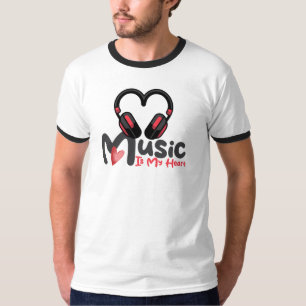 Musik Är Mitt Hjärta, Hörlurar Hjärta Grafik T Shirt