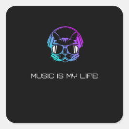 Musik är mitt liv fyrkantigt klistermärke
