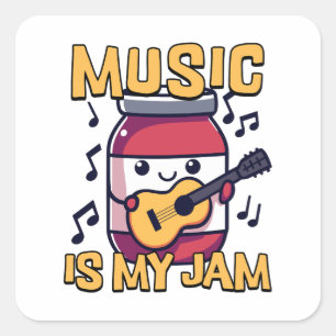 Musik är mitt Sylt! Cute Music Guitar Pun Fyrkantigt Klistermärke