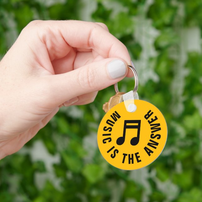 Musik är svaret rolig anpassad monogram nyckelring (Hand)