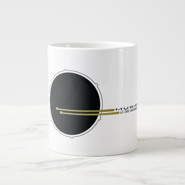 Musik är svaret, trumma inspirerande citat jumbo mugg (Framsidan)