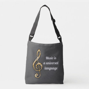 Musik är Universal Guld Silver Clef Symbol Musical Axelväska