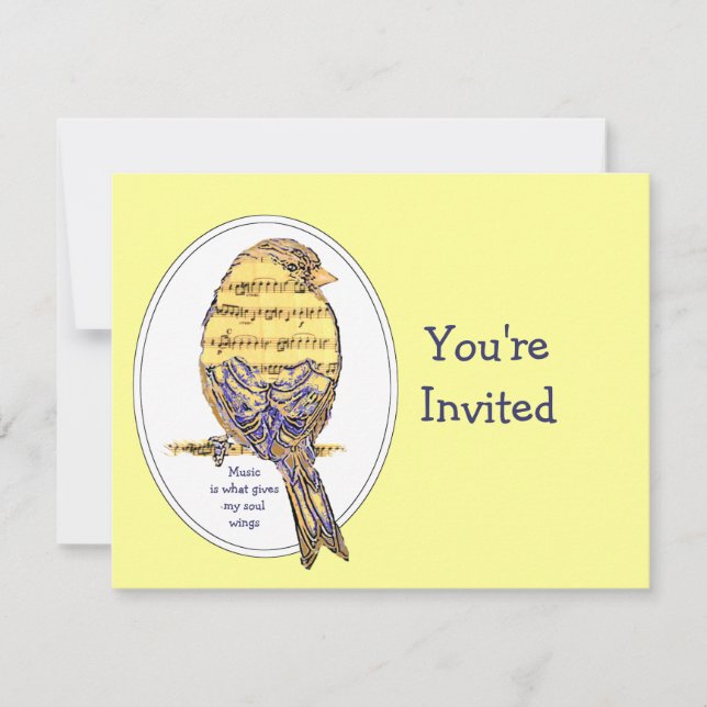 Musik är vad ge min själ vingar med Bird Inbjudningar (Framsida)