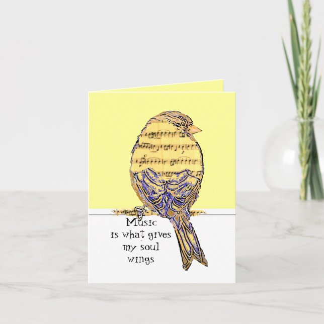 Musik är vad ge min själ vingar med Bird Kort (Framsida)