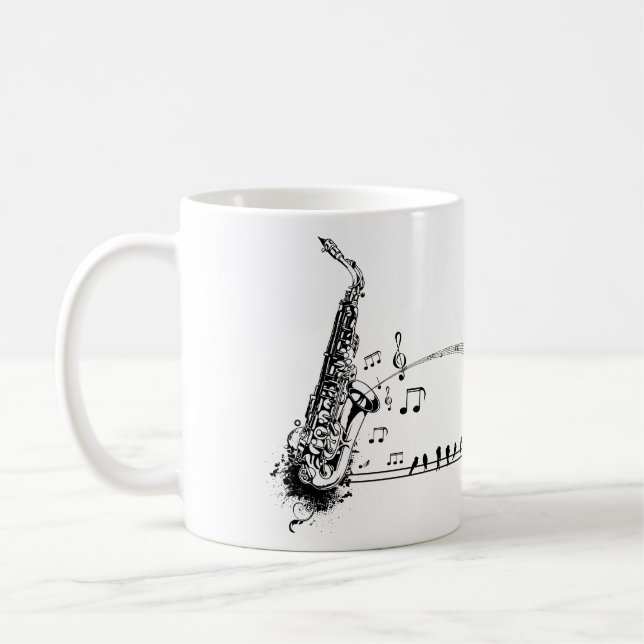 Musik & Blackbirds för saxofon~-Sax Kaffemugg (Vänster)