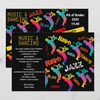 Musik Dansfest Jazz Retro Musik Inbjudningskort