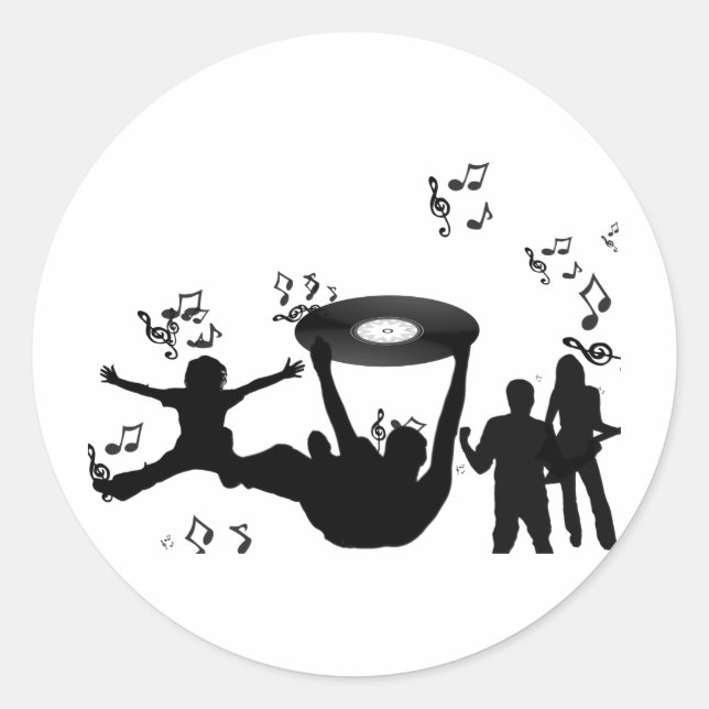 Musik Disco Människor Dansar Runt Klistermärke (Framsida)