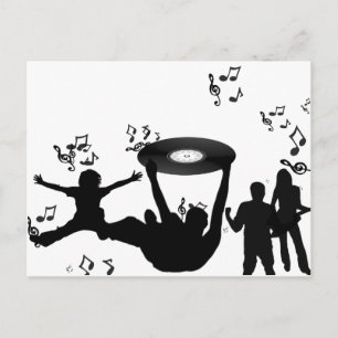 Musik Disco Människor Dansar Vykort