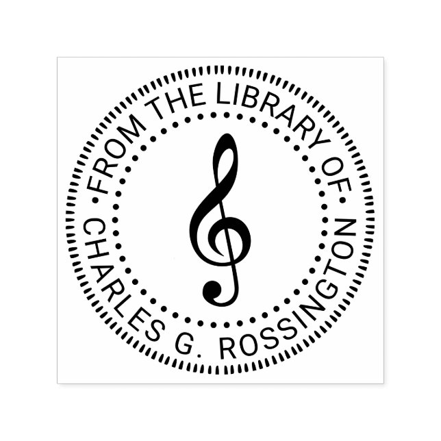 Musik Diskantnyckel G-Nyckel Rund Bibliotek Boknam Självfärgande Stämpel (Design)